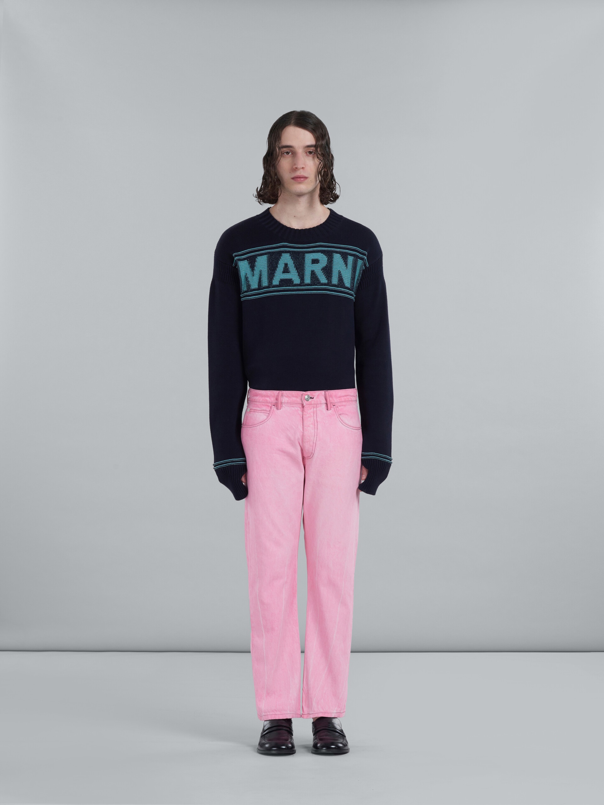 STRAIGHT TROUSERS IN PINK COTTON DRILL - 2