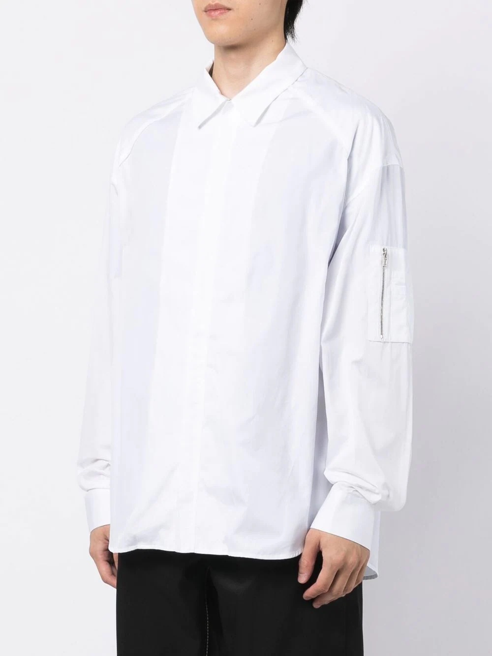 concealed-front fastening poplin shirt - 3