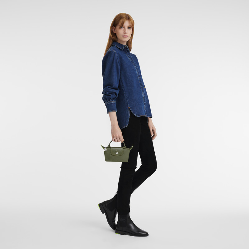 Longchamp Le Pliage Green Pouch with handle Forest - Recycled canvas outlook