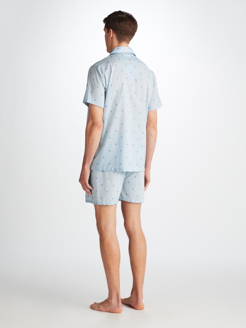 Men's Short Pyjamas Nelson 100 Cotton Batiste Blue - 4