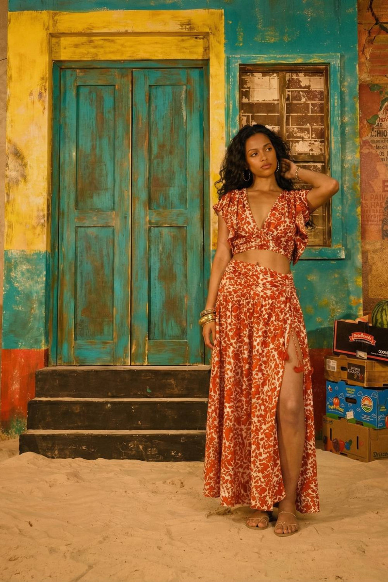 Long Skirt Carla - Paprika Aquaflora 1