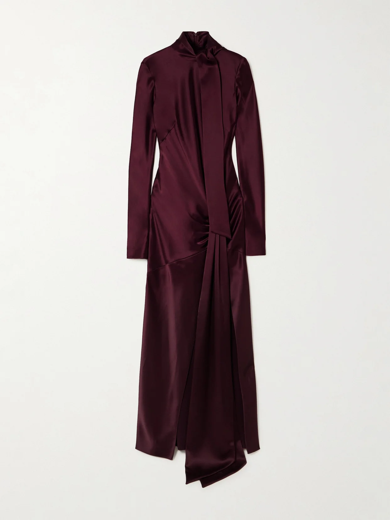 Emilie Tie-detailed Satin Gown - 1