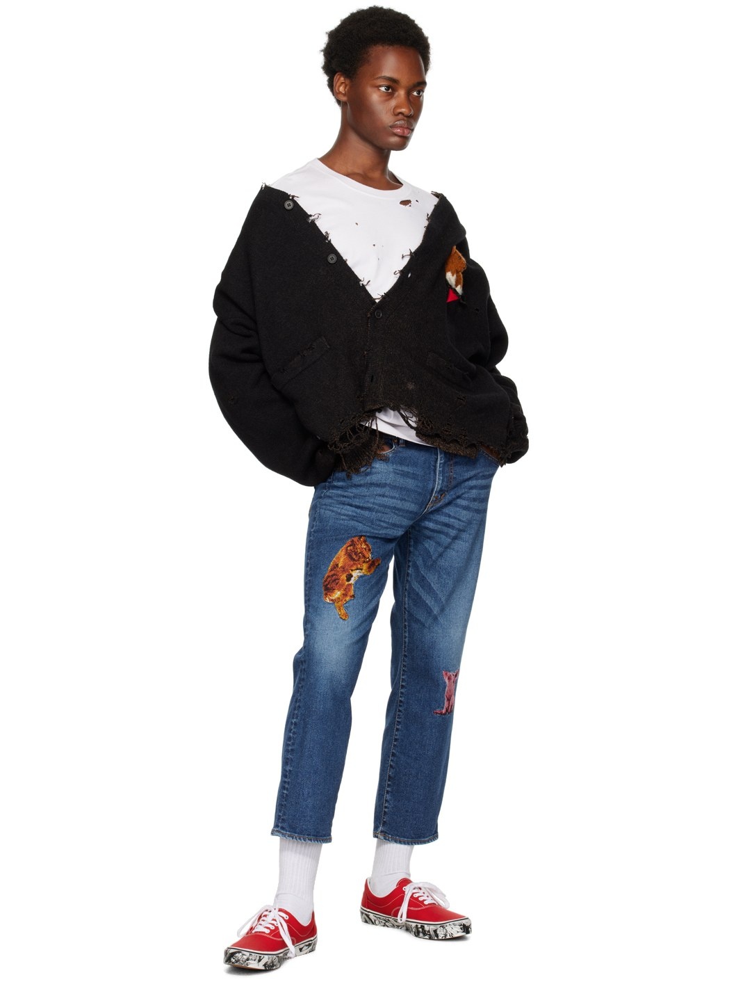 トップス doublet Broken Heart Cardigan Doublet Broken Heart Cardigan In Black - 70% Off | Editorialist