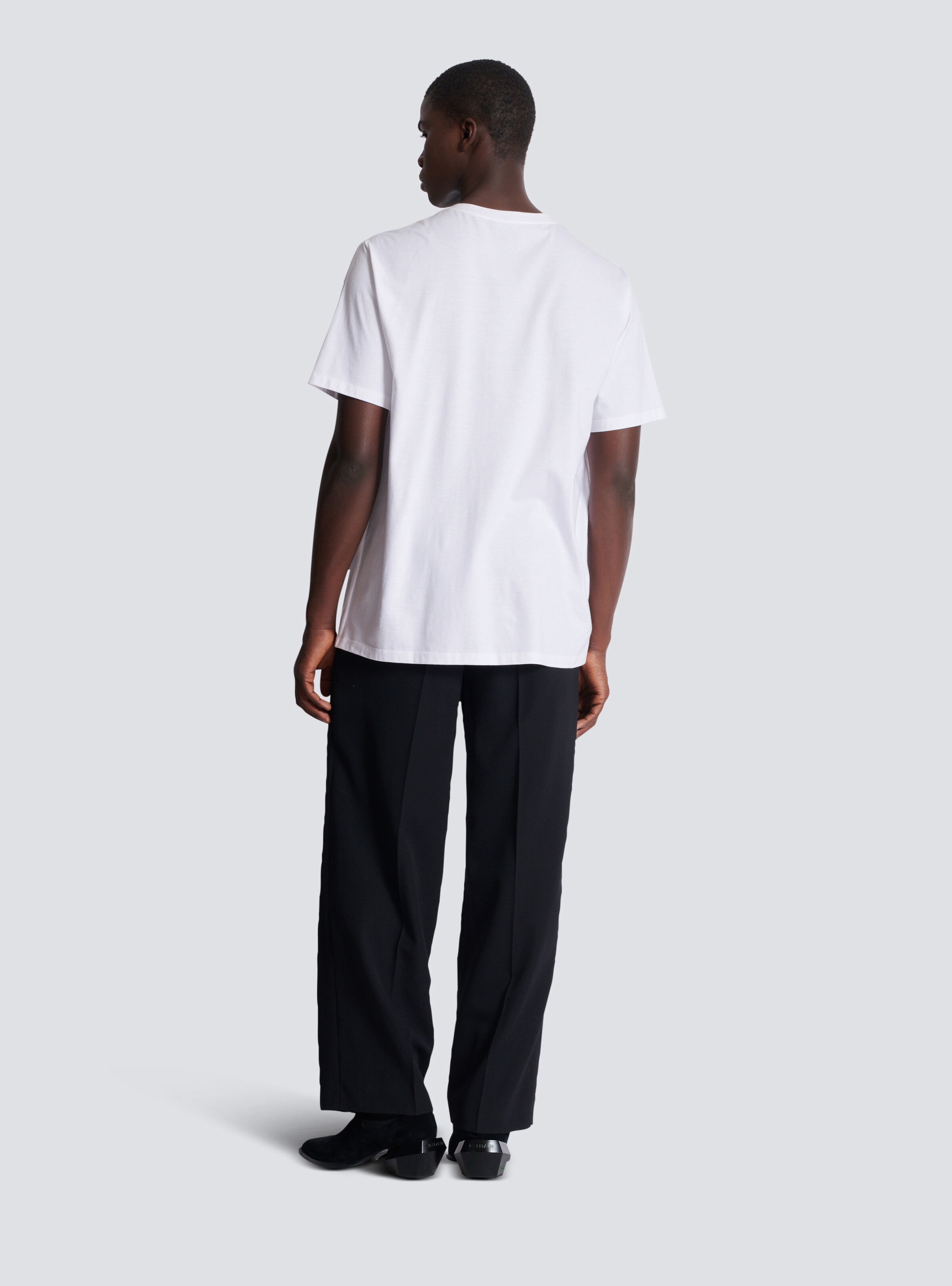 Embroidered Balmain Letter T-shirt - 4