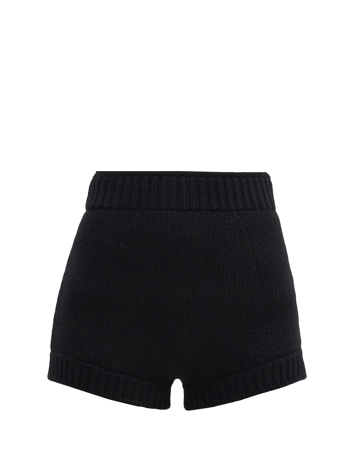 High-rise knitted-cashmere shorts - 1