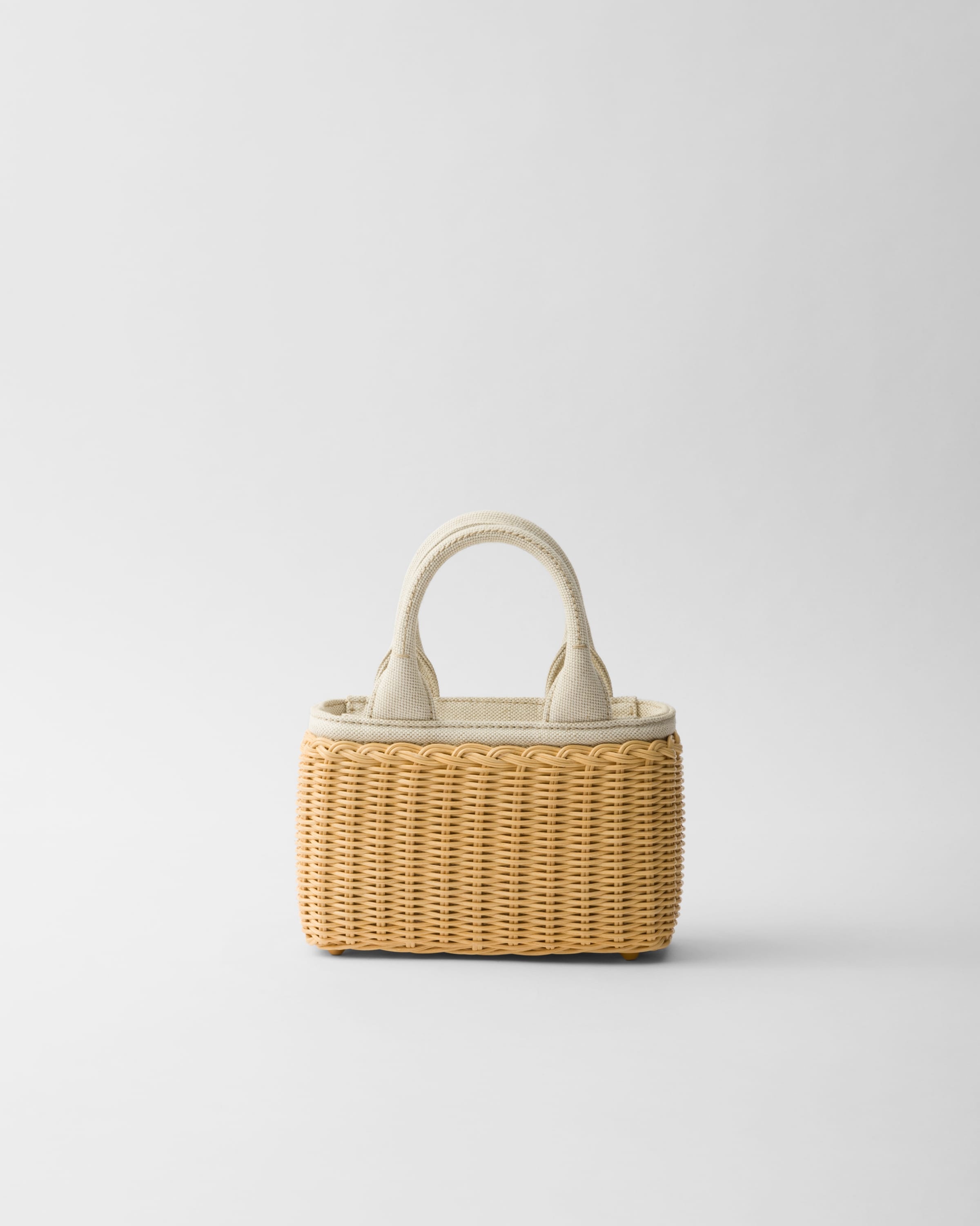 Woven fabric and linen blend mini tote bag - 3