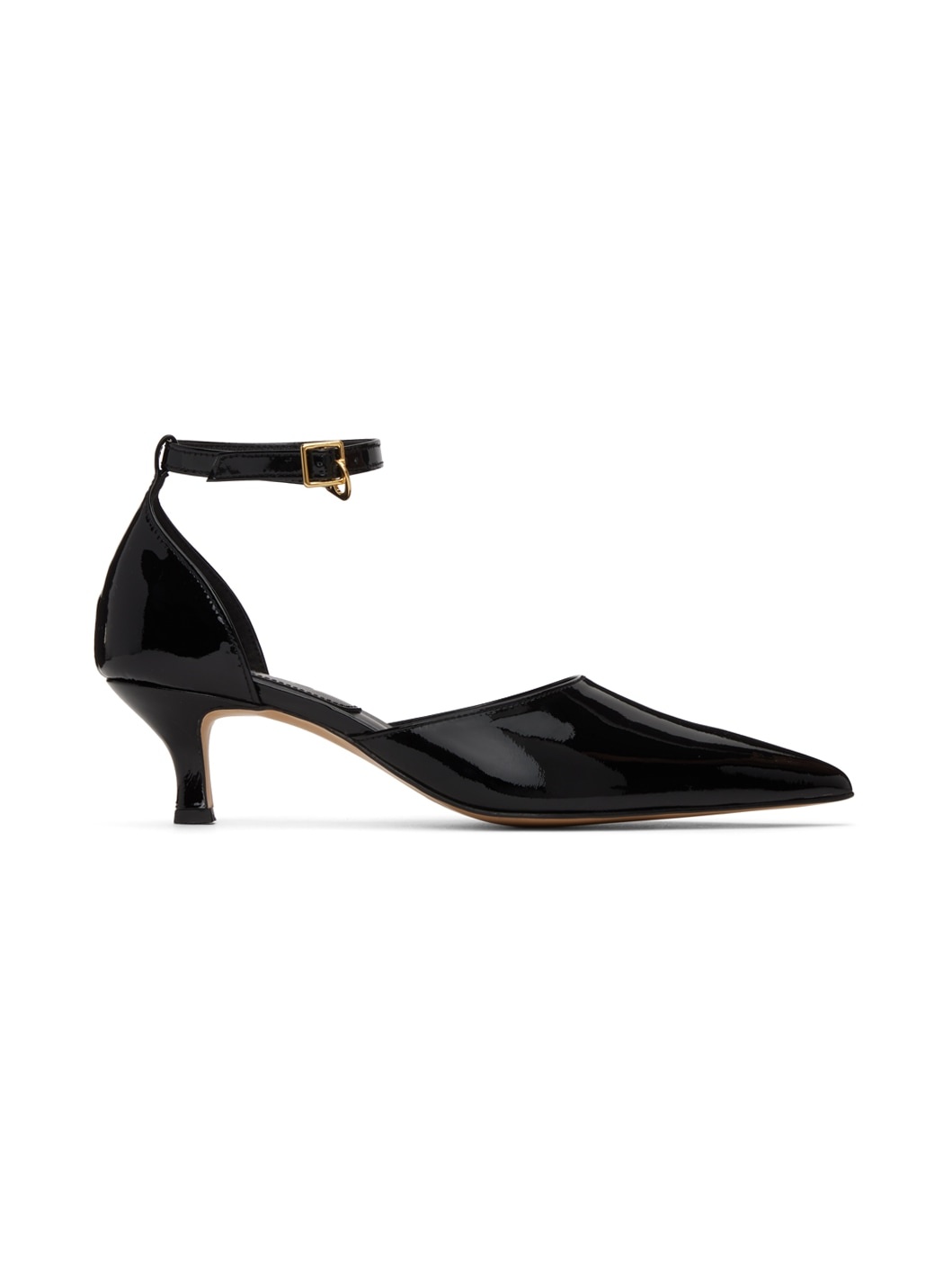 Black Logo Buckle Heels - 1