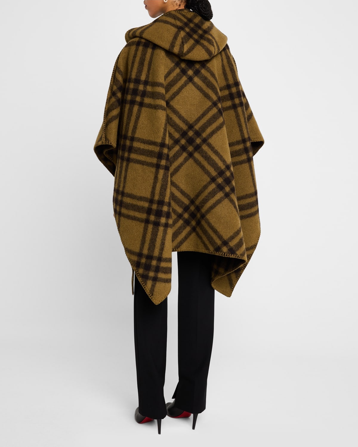 Catherine Reversible Check Hooded Cape - 3