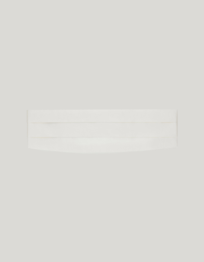 WHITE SILK CUMMERBAND - LARGE 1