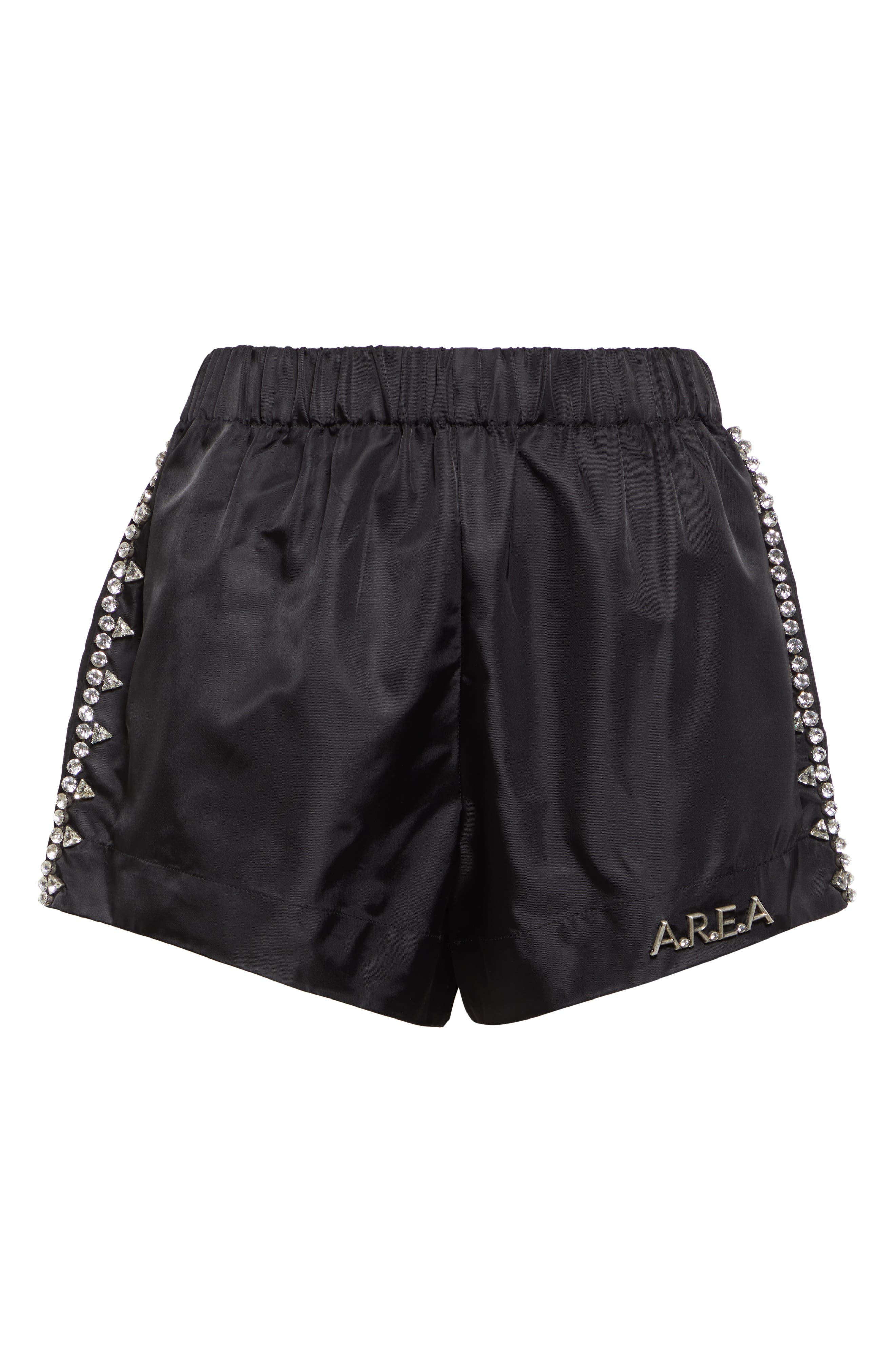 Area Crystal Trim Track Shorts in Black at Nordstrom - 6