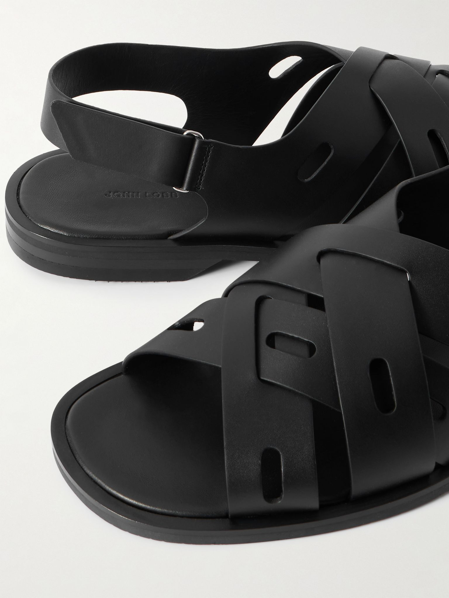 Seaford Woven Leather Sandals Black - 5