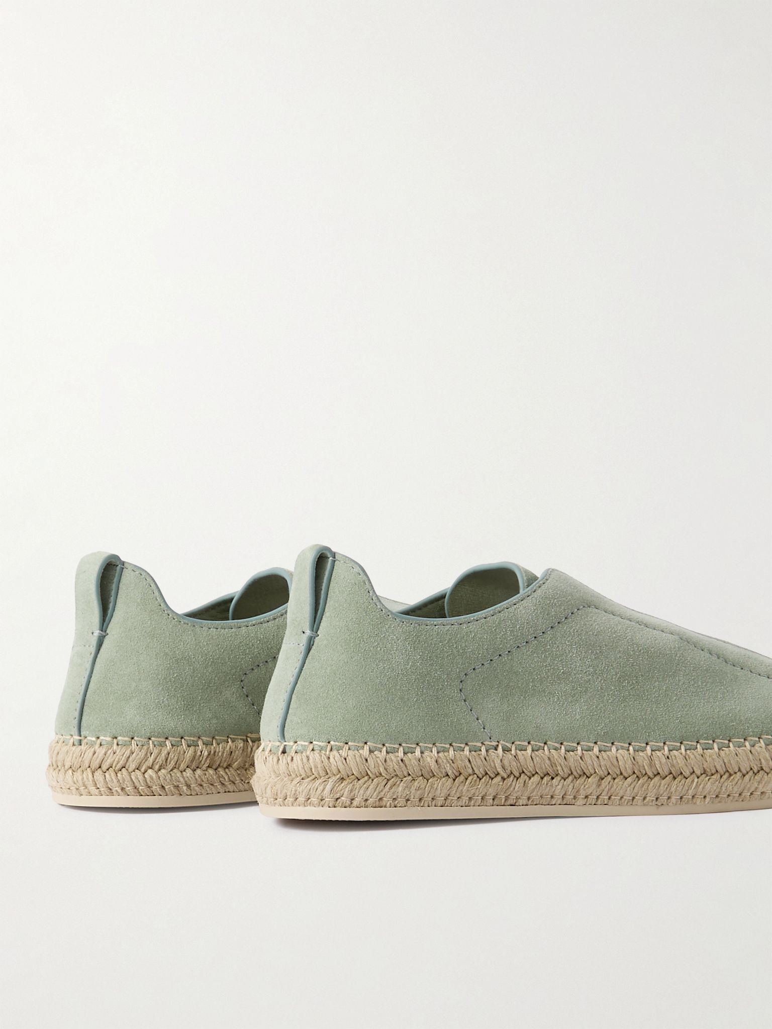 Triple Stitch™ Leather-Trimmed Suede Slip-On Sneakers Green - 5