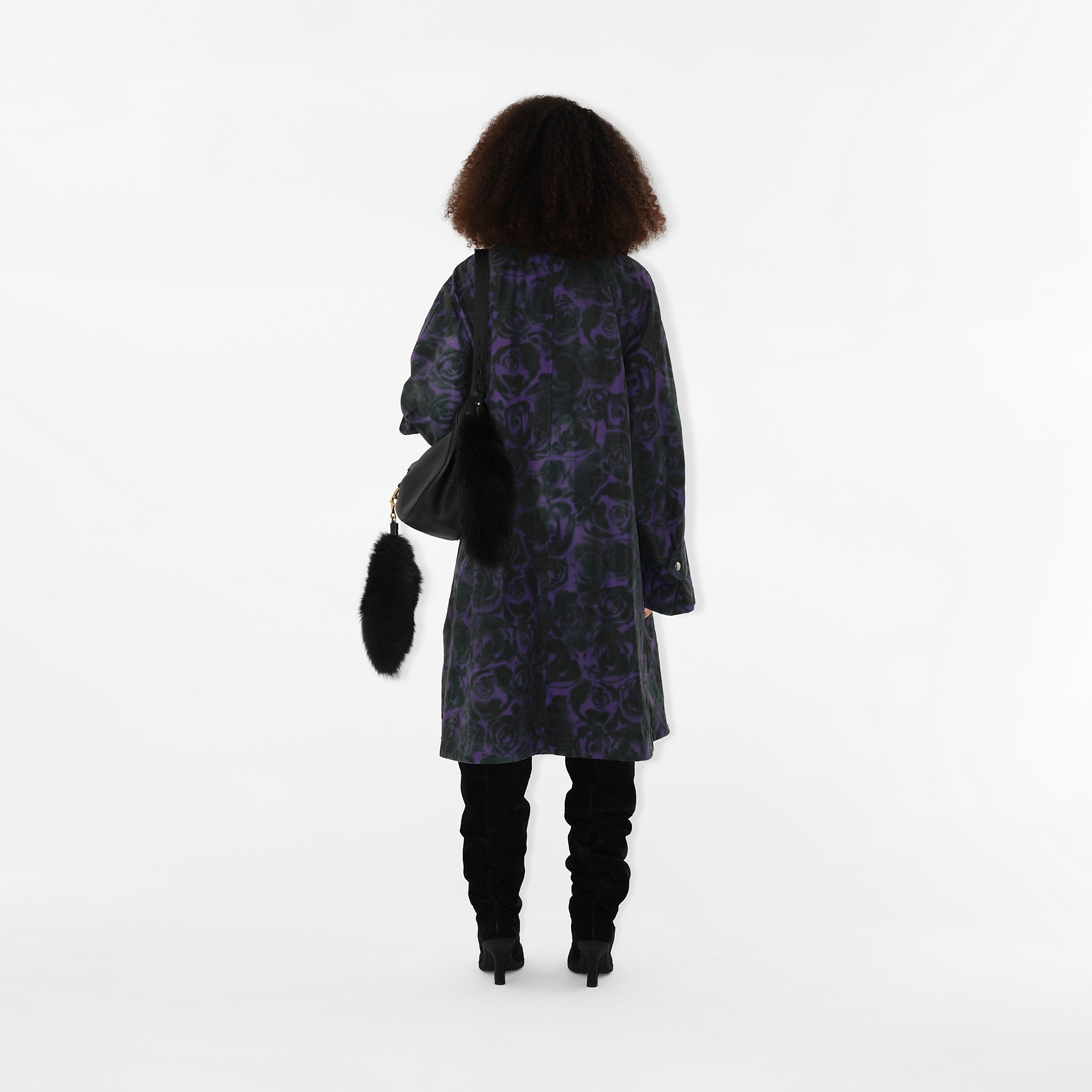 Rose Print Cotton Car Coat - 4