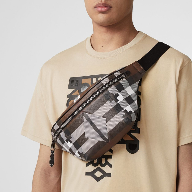 Burberry Geometric Check and Leather Bum Bag outlook