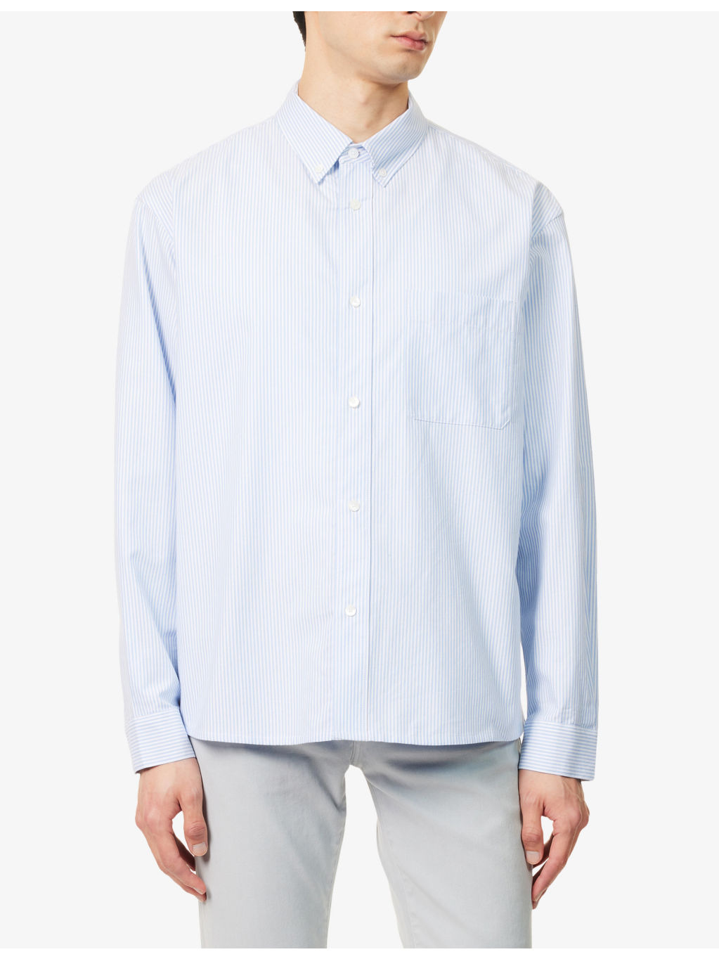 Striped Patch-Pocket Cotton Shirt - 3