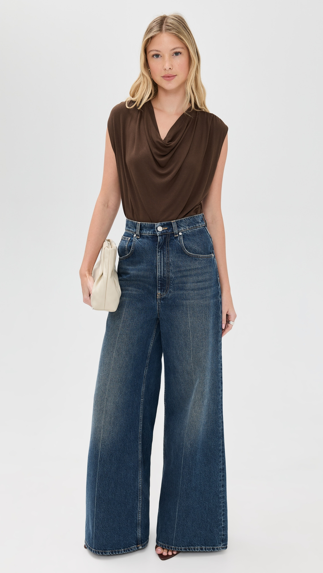 Sleeveless Draped Cowl Neck Top - 4