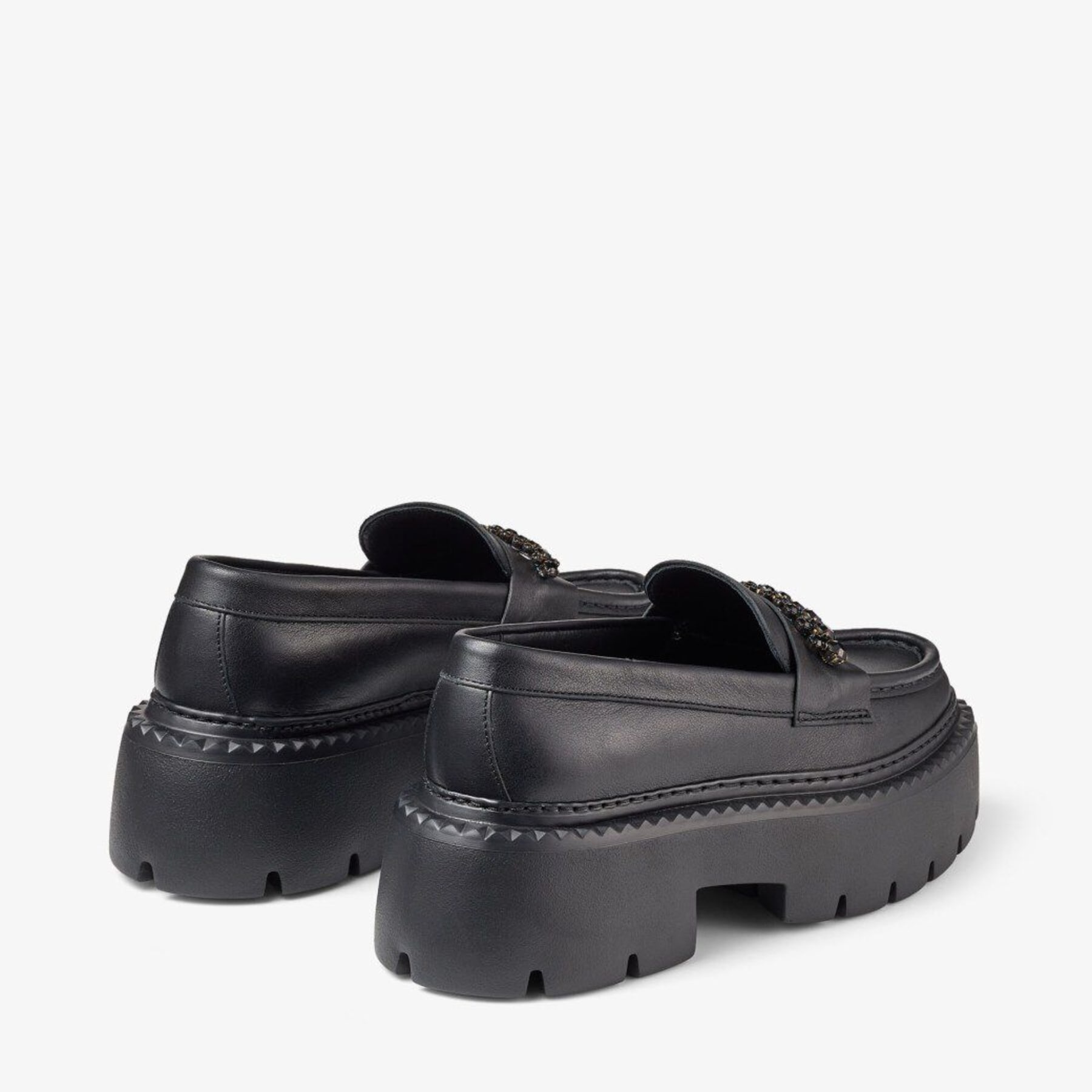 Jimmy Choo Bryer Loafer Flat Black Box Calf Leather Loafers With