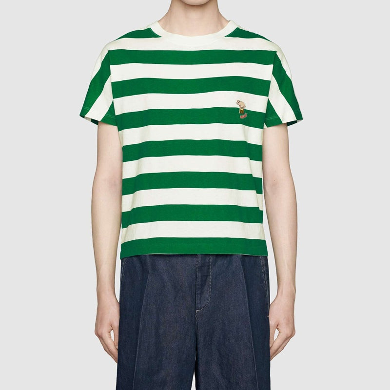 GUCCI Striped T-shirt with piglet patch outlook