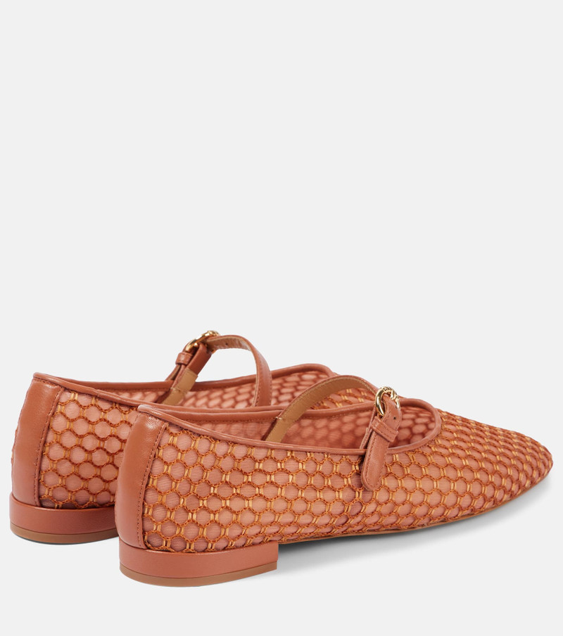 ULLA JOHNSON Isobel leather-trimmed mesh ballet flats outlook