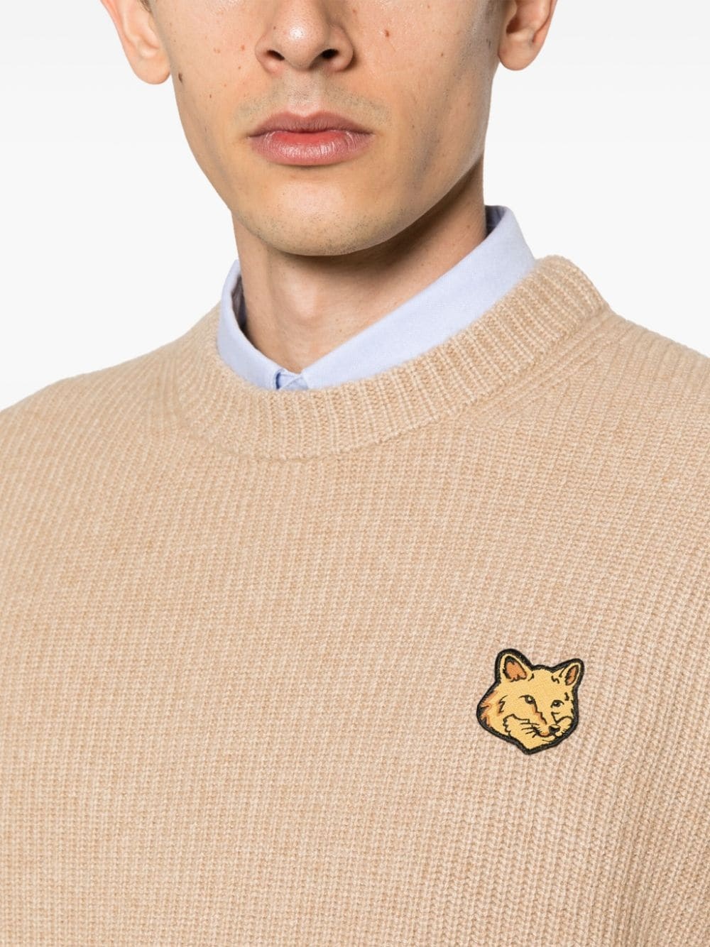 MAISON KITSUNE Men Tonal Fox Head Patch Comfort Ribbed Jumper - 4