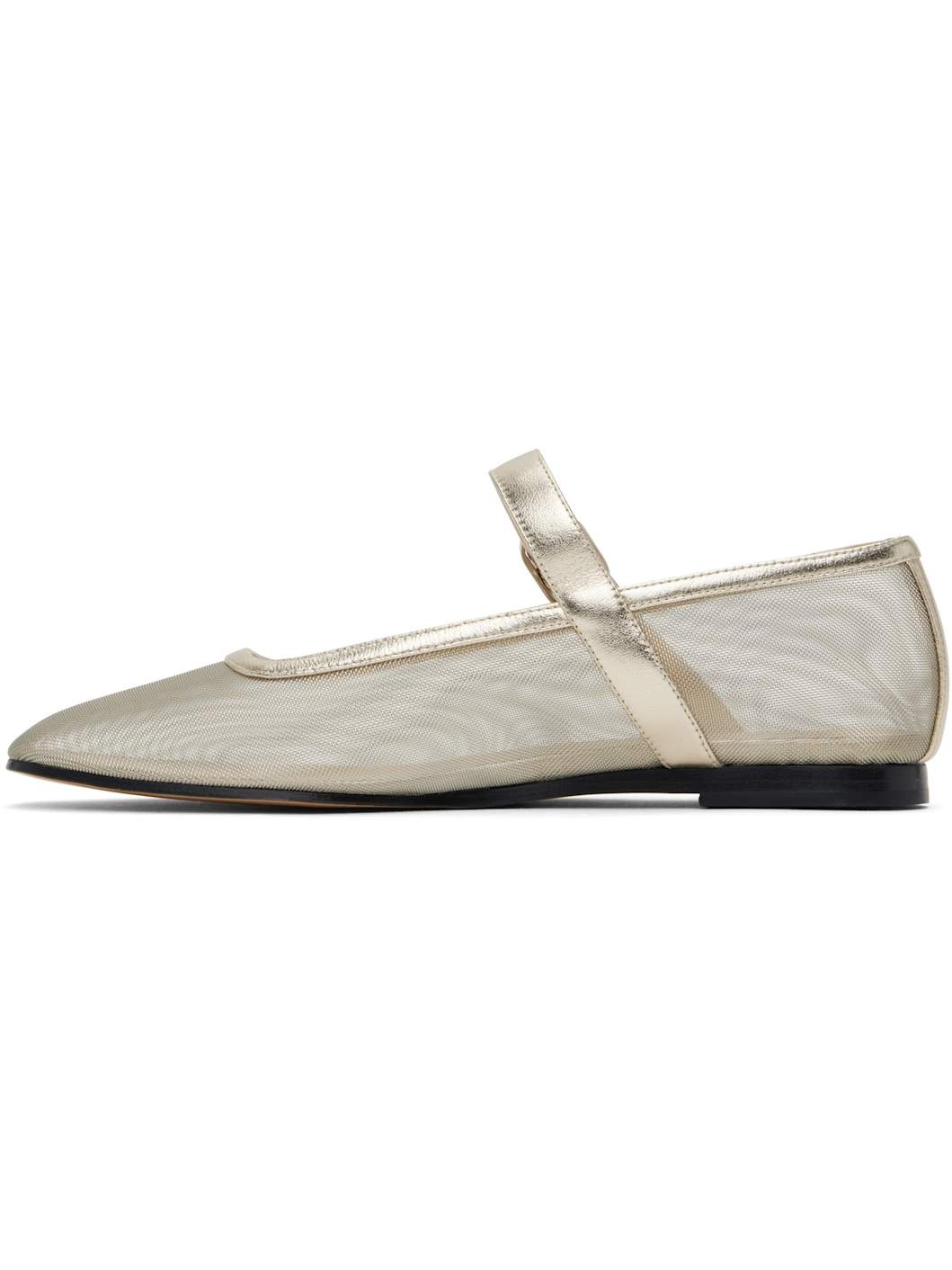 Gold Mary Jane Ballerina Flats - 3