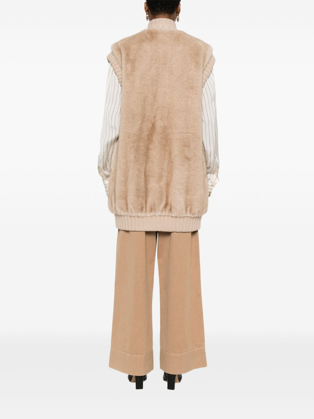 faux-fur knitted gilet - 4