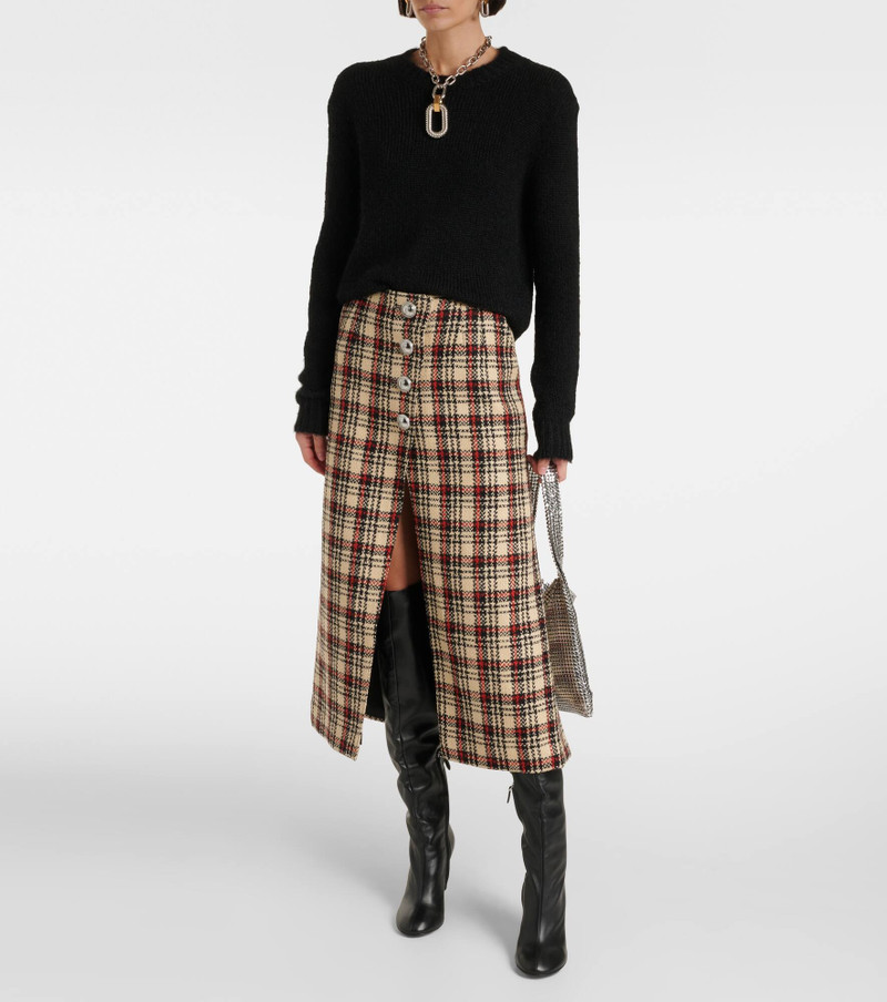 rabanne Plaid wool and cotton midi skirt outlook