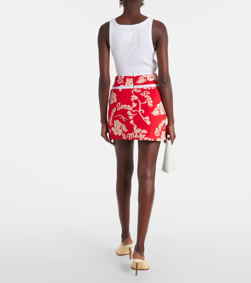 Leather-trimmed jacquard miniskirt 3