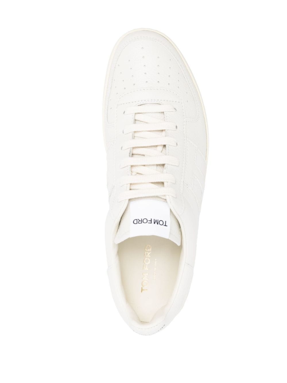 logo-patch low-top leather sneakers - 4