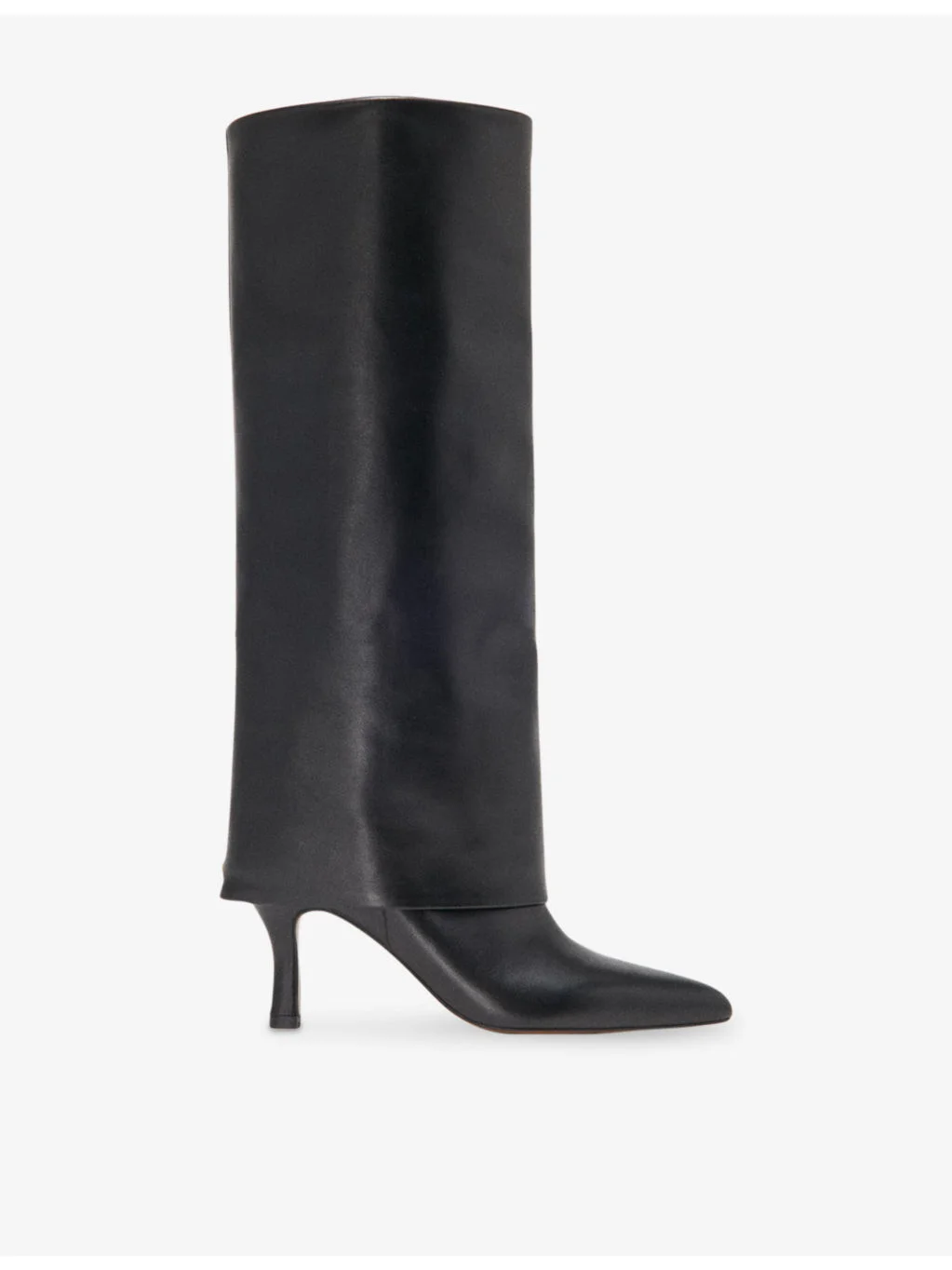Tubular Leather Heeled Knee-High Boots - 1