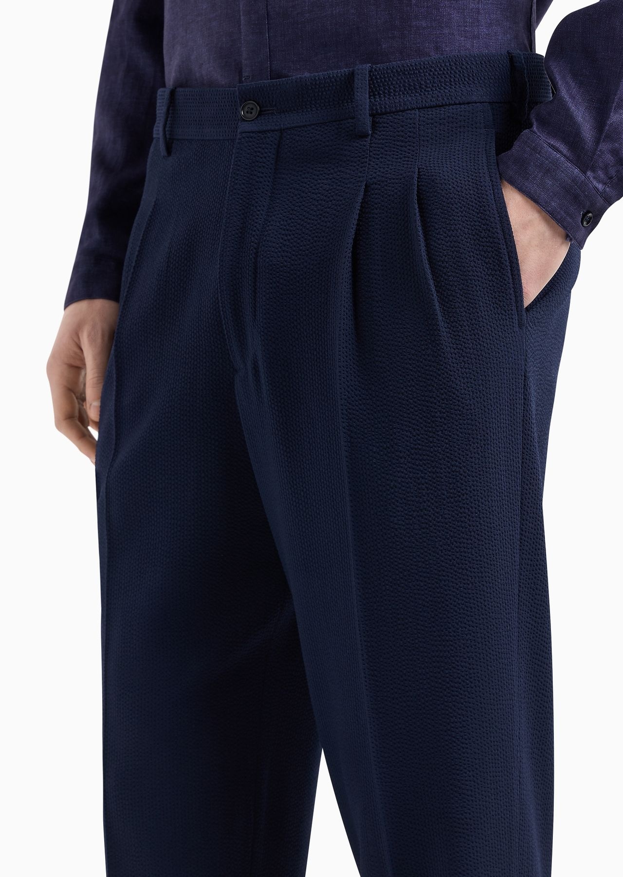 ASV two-dart trousers in seersucker virgin wool - 5