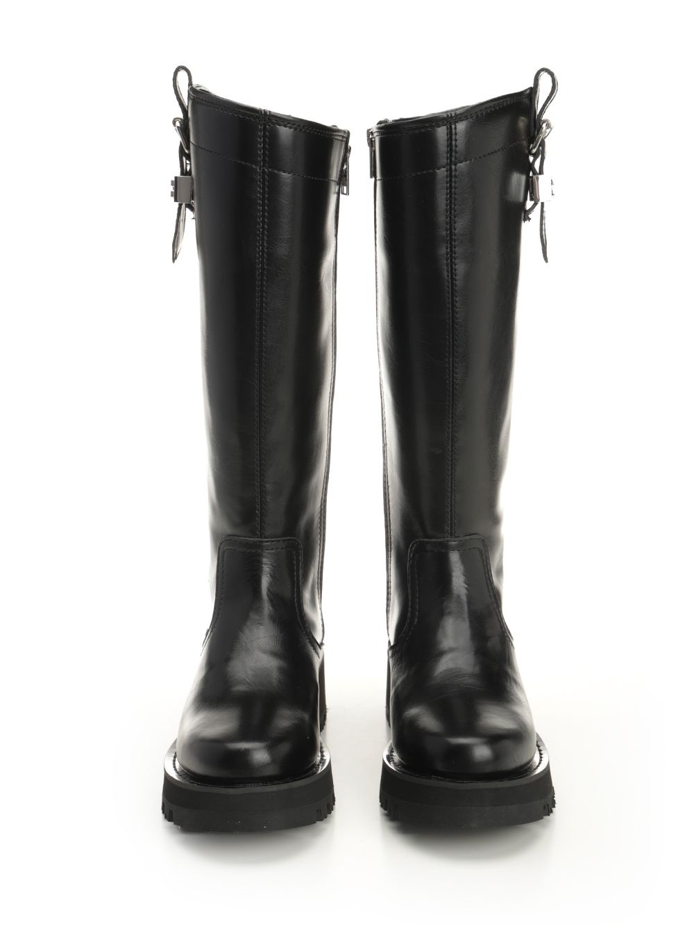 Studs High Boot Crinkle Oleatex Boots Black - 5