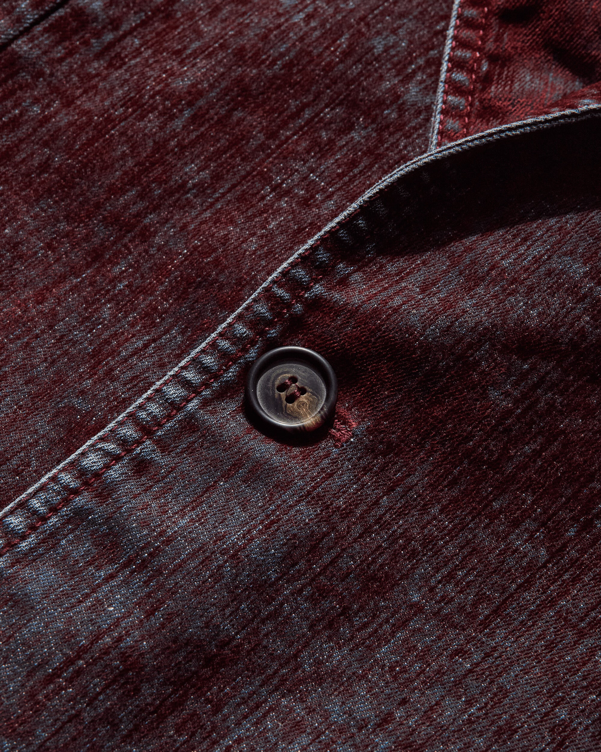 Men's Flocked Denim Suit Jacket Bordeaux - 4