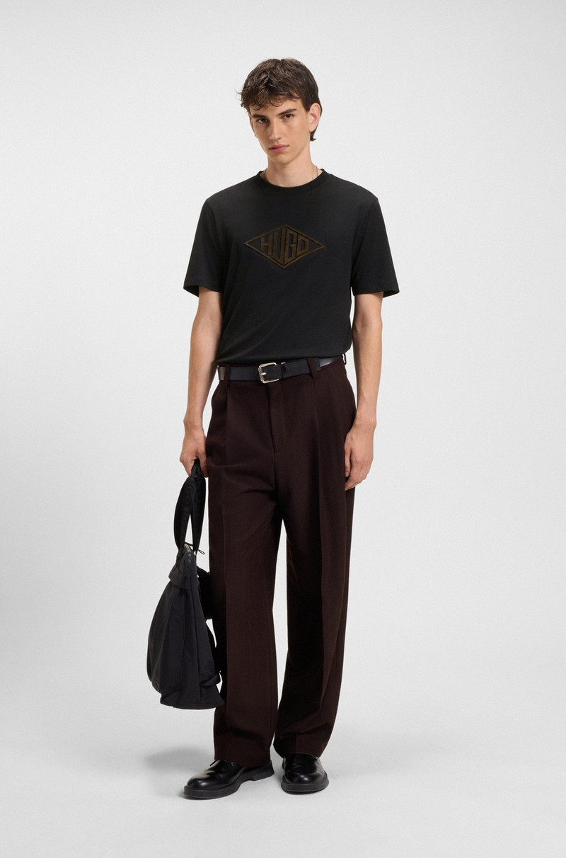 HUGO COTTON-JERSEY T-SHIRT WITH GEOMETRIC LOGO EMBROIDERY outlook