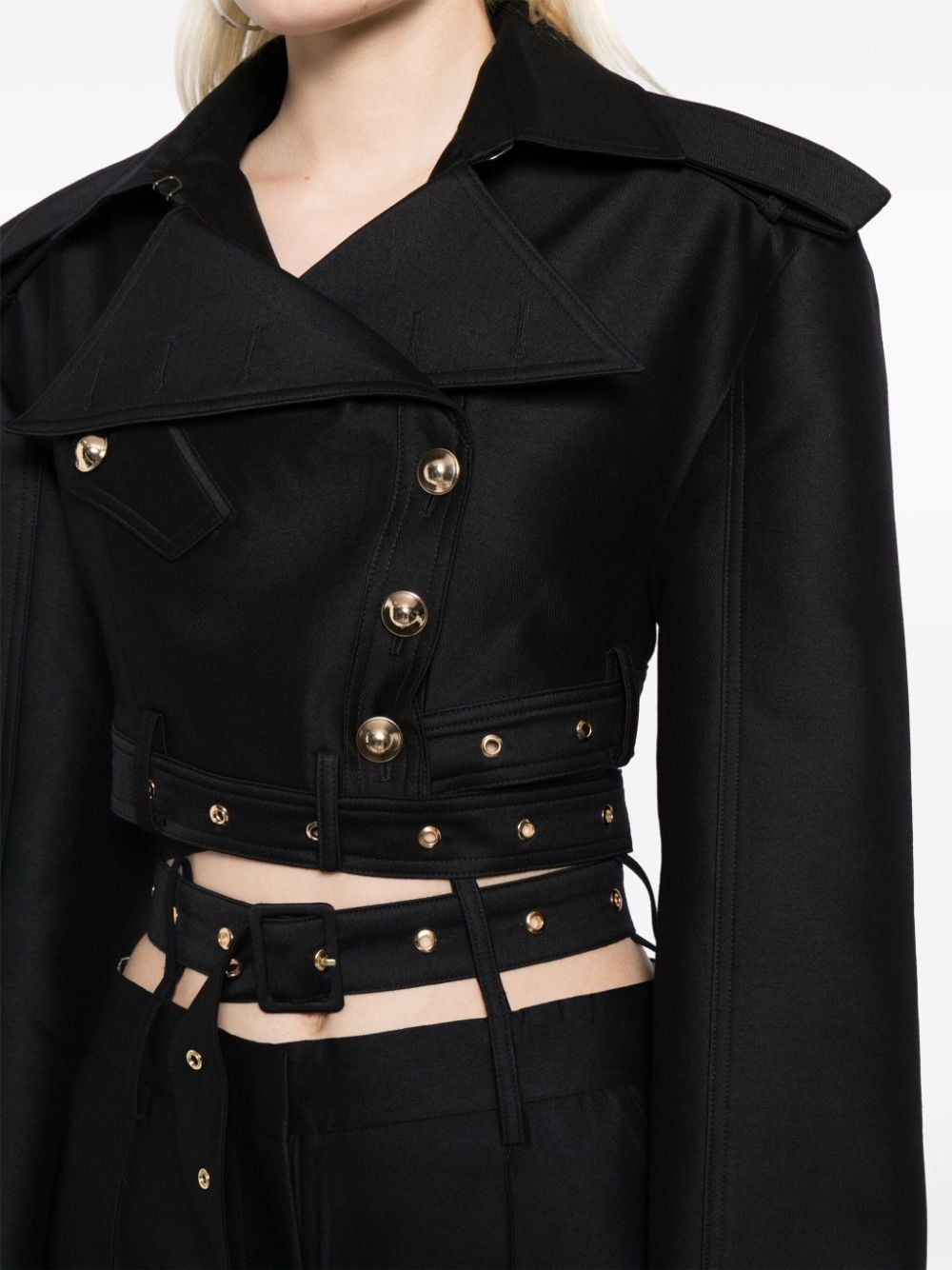 belted cropped jacket - 5