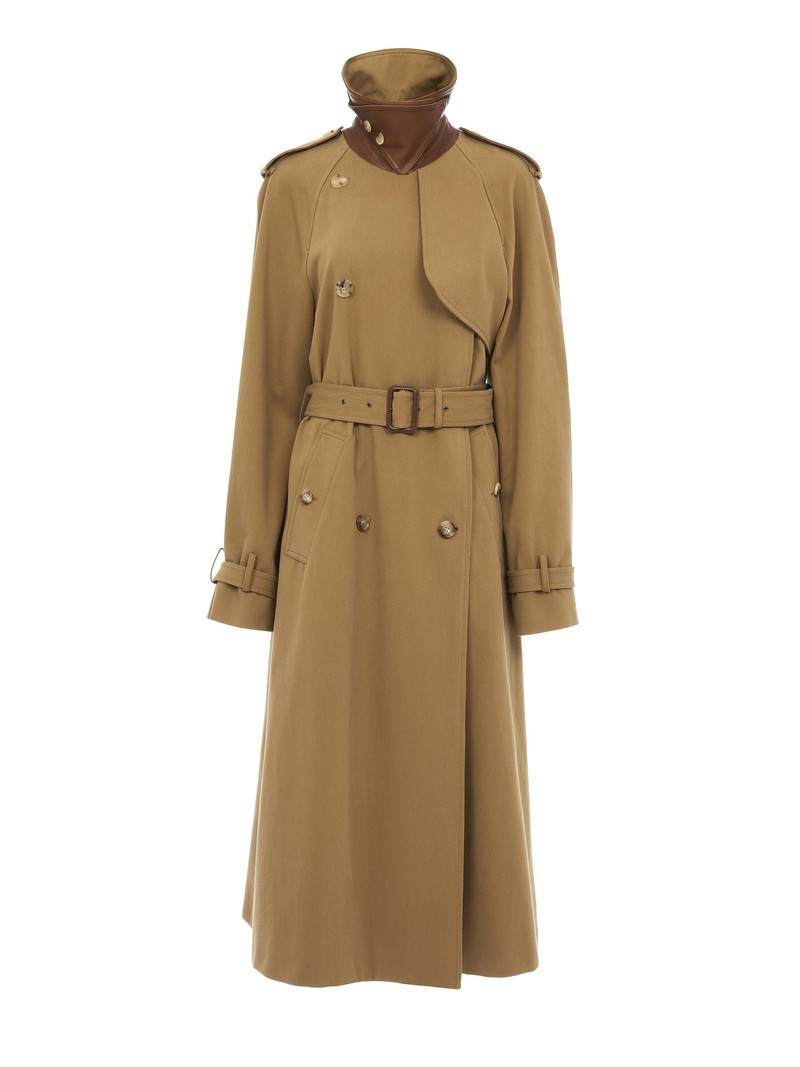 LONG TRENCH COAT IN COTTON GABARDINE - 1