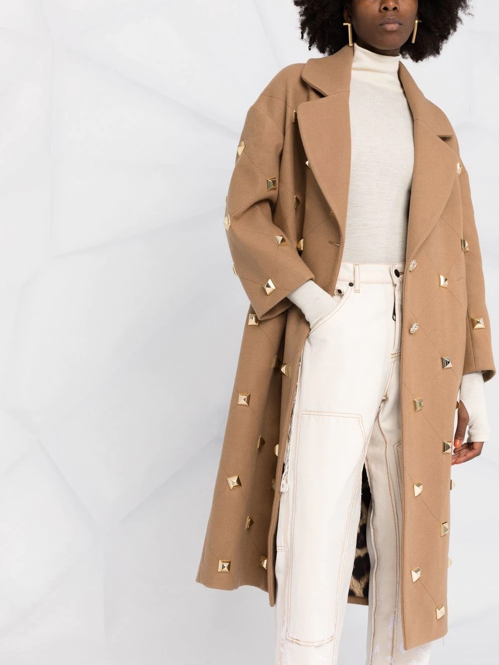 stud-detailed button-front coat - 5