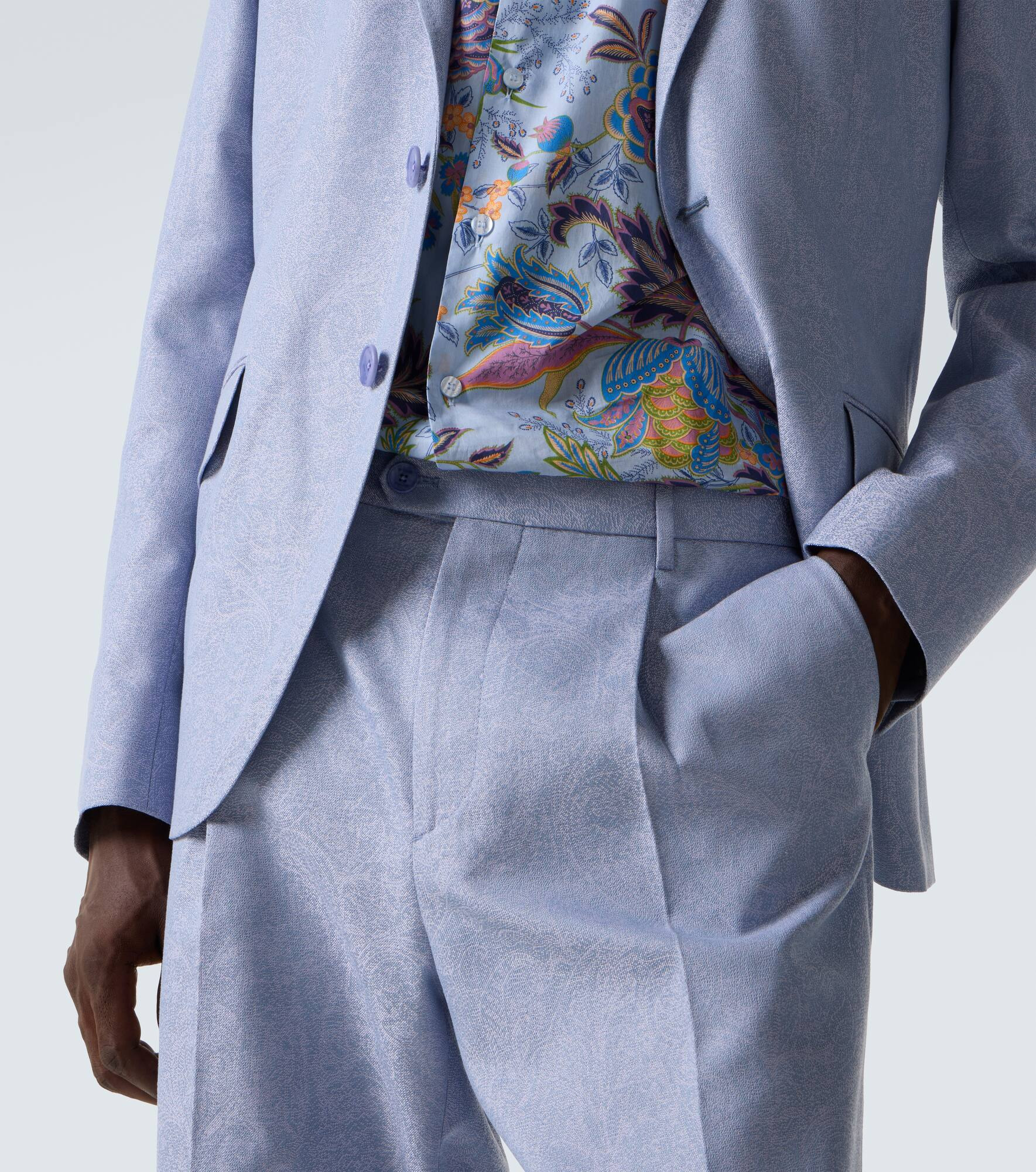 Paisley cotton jacquard straight pants - 5