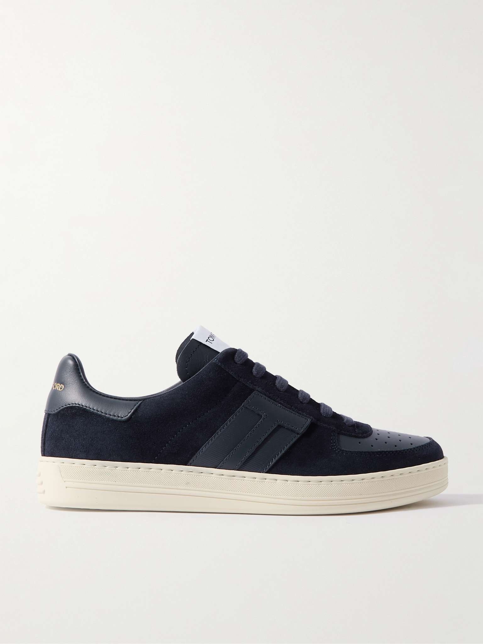 Logo-Appliquéd Leather-Trimmed Suede Sneakers - 1