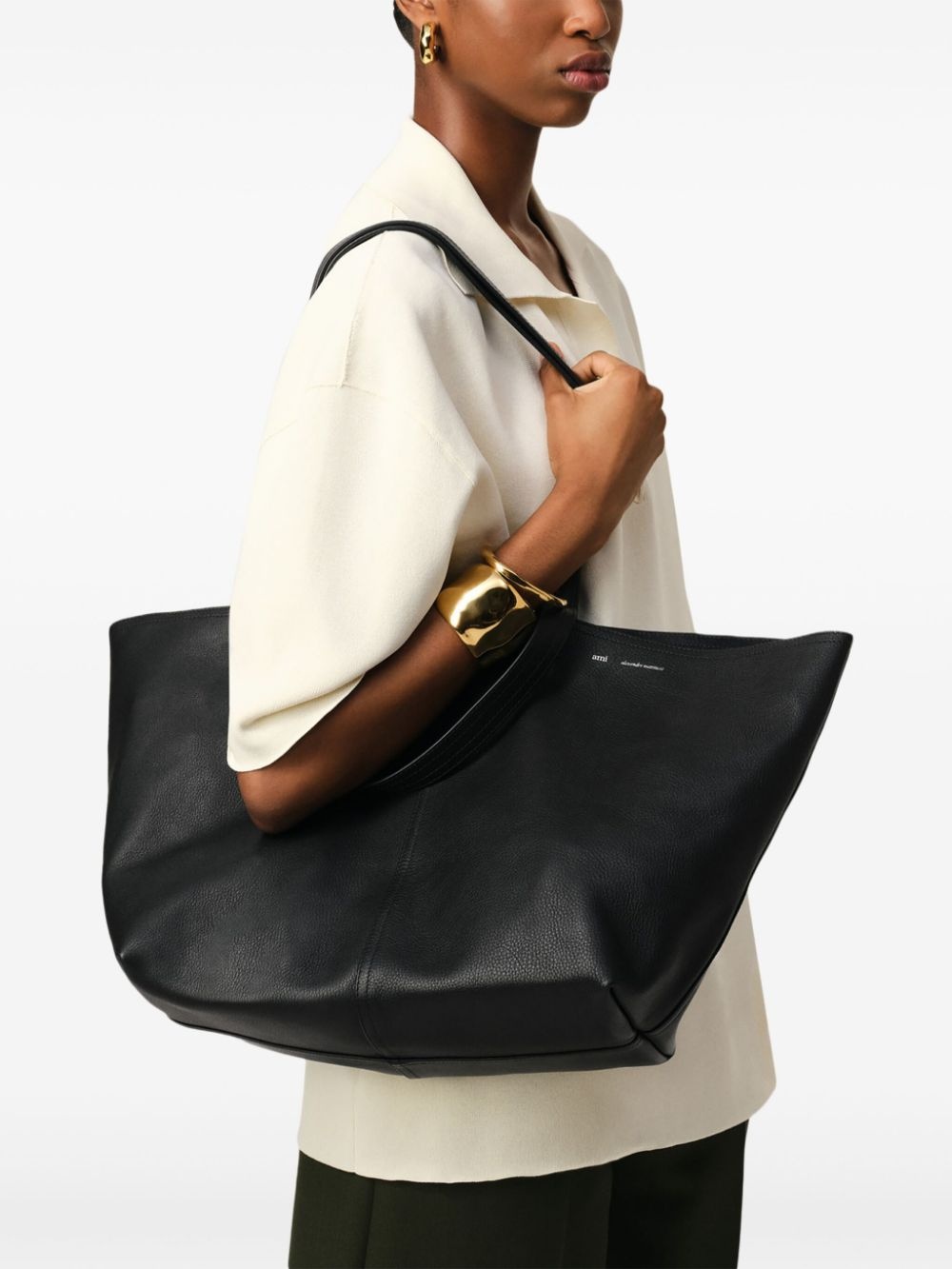 midi leather tote bag - 3
