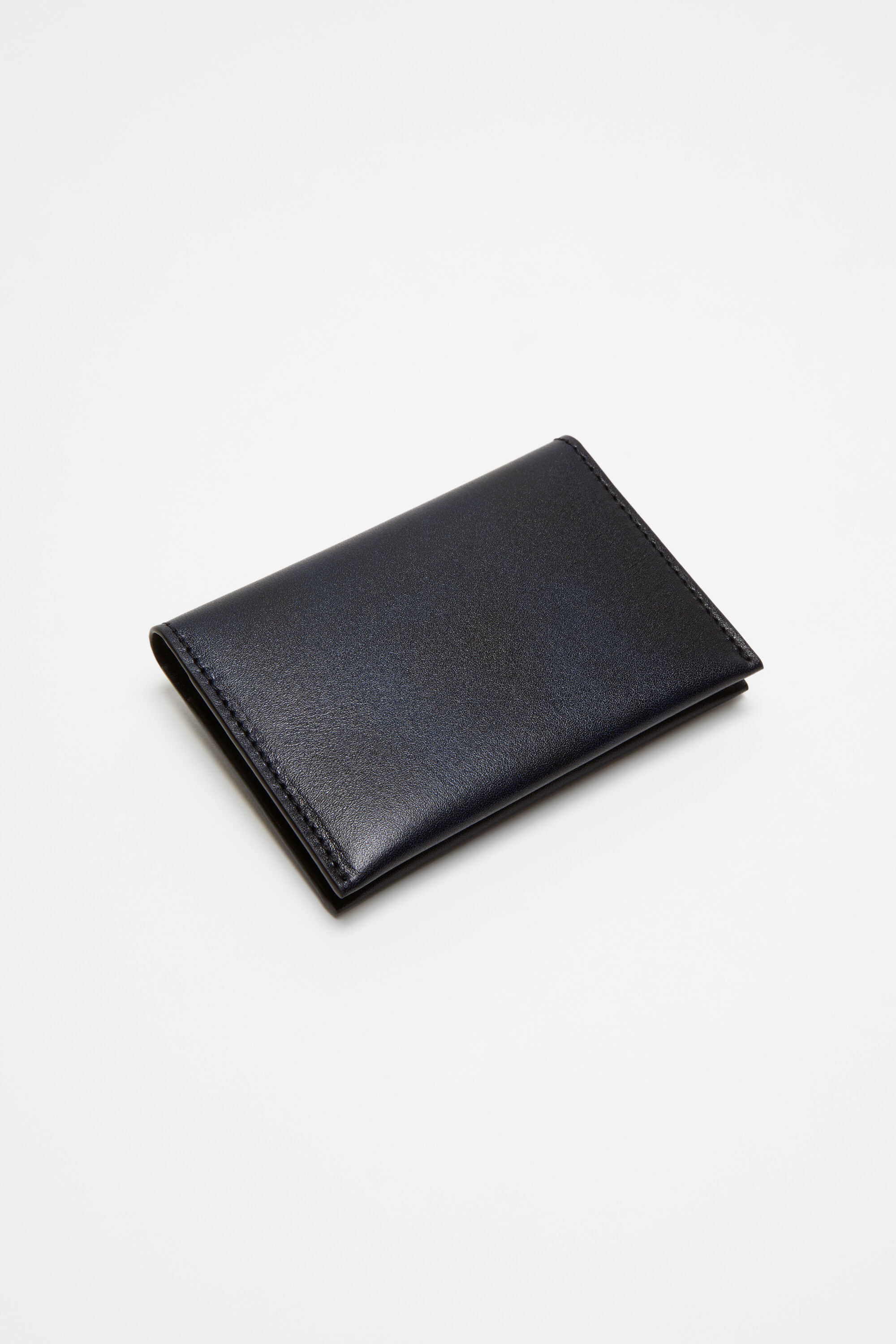 Folded leather wallet - Navy blue - 4