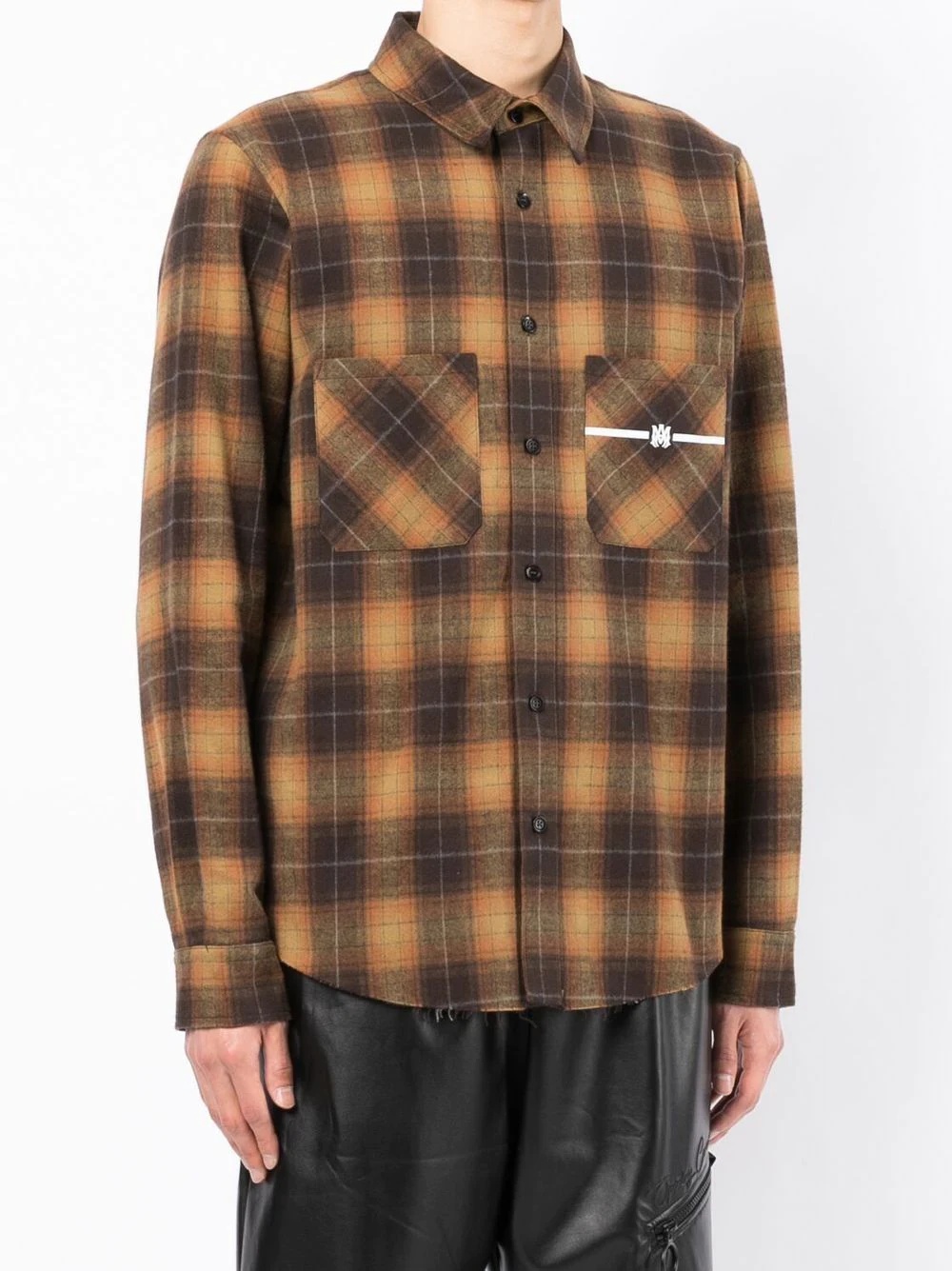 tartan-check logo-print shirt - 3