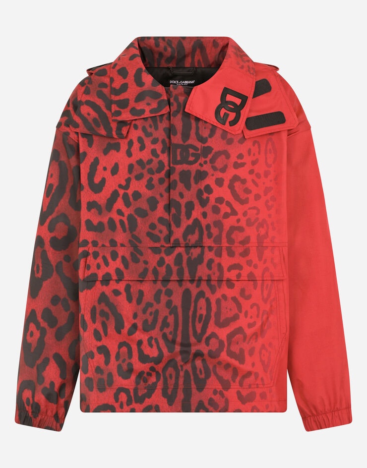 Hooded nylon jacket with leopard print - 3