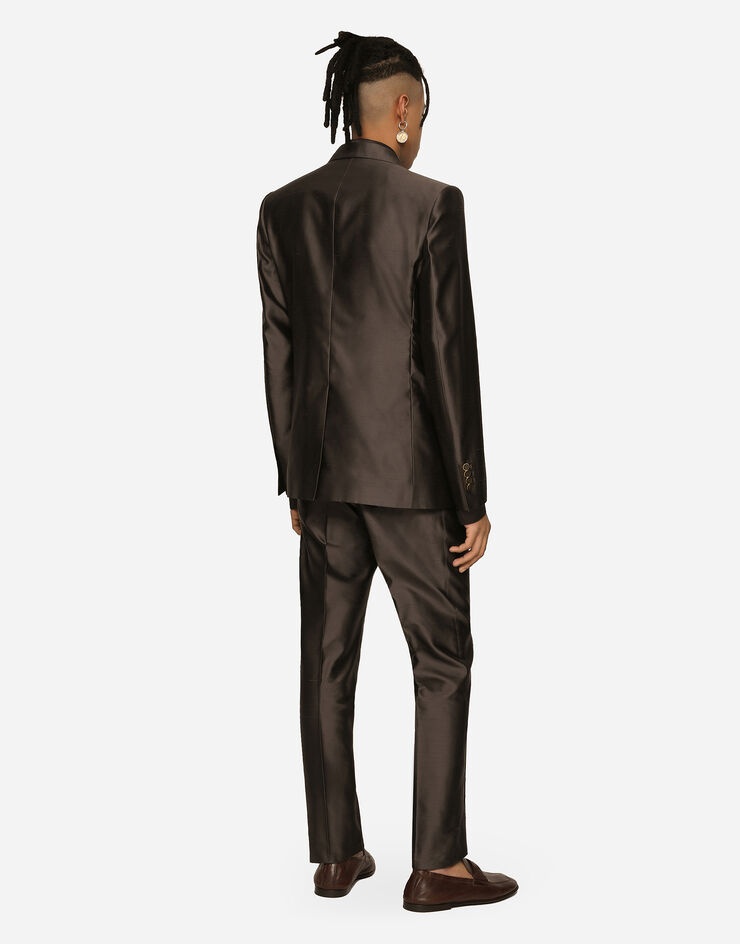 Shantung silk double-breasted Sicilia-fit suit - 3