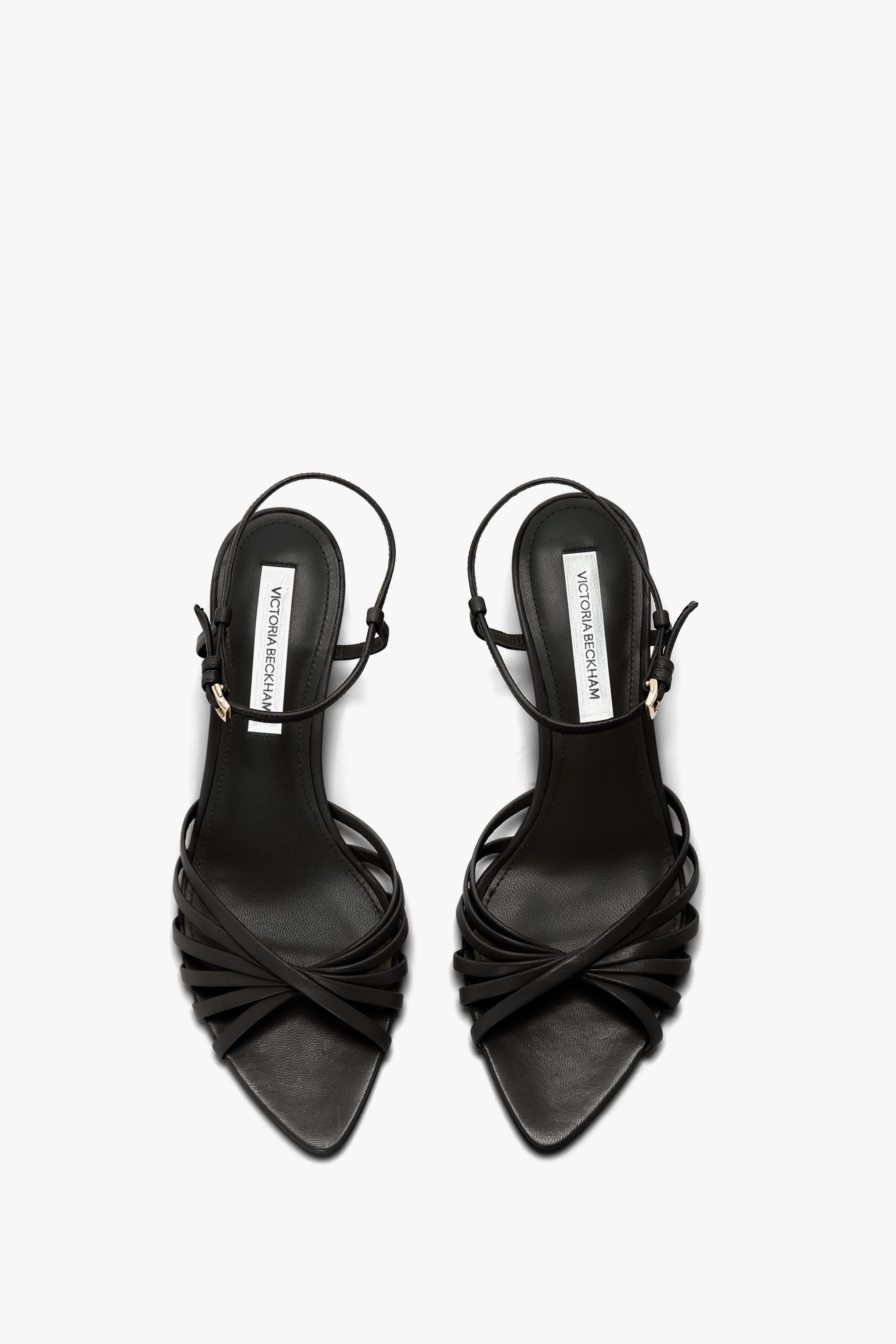Open Toe Cage Kitten Heel In Black Leather - 4