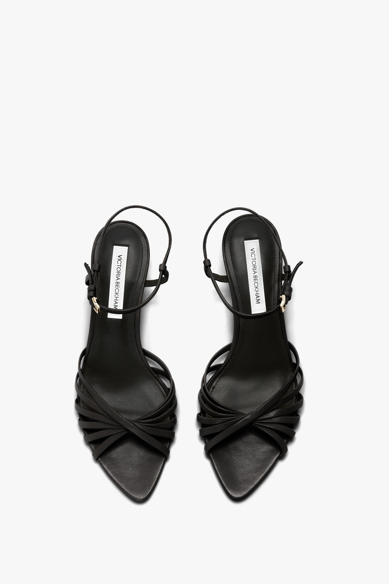 Open Toe Cage Kitten Heel In Black Leather 4