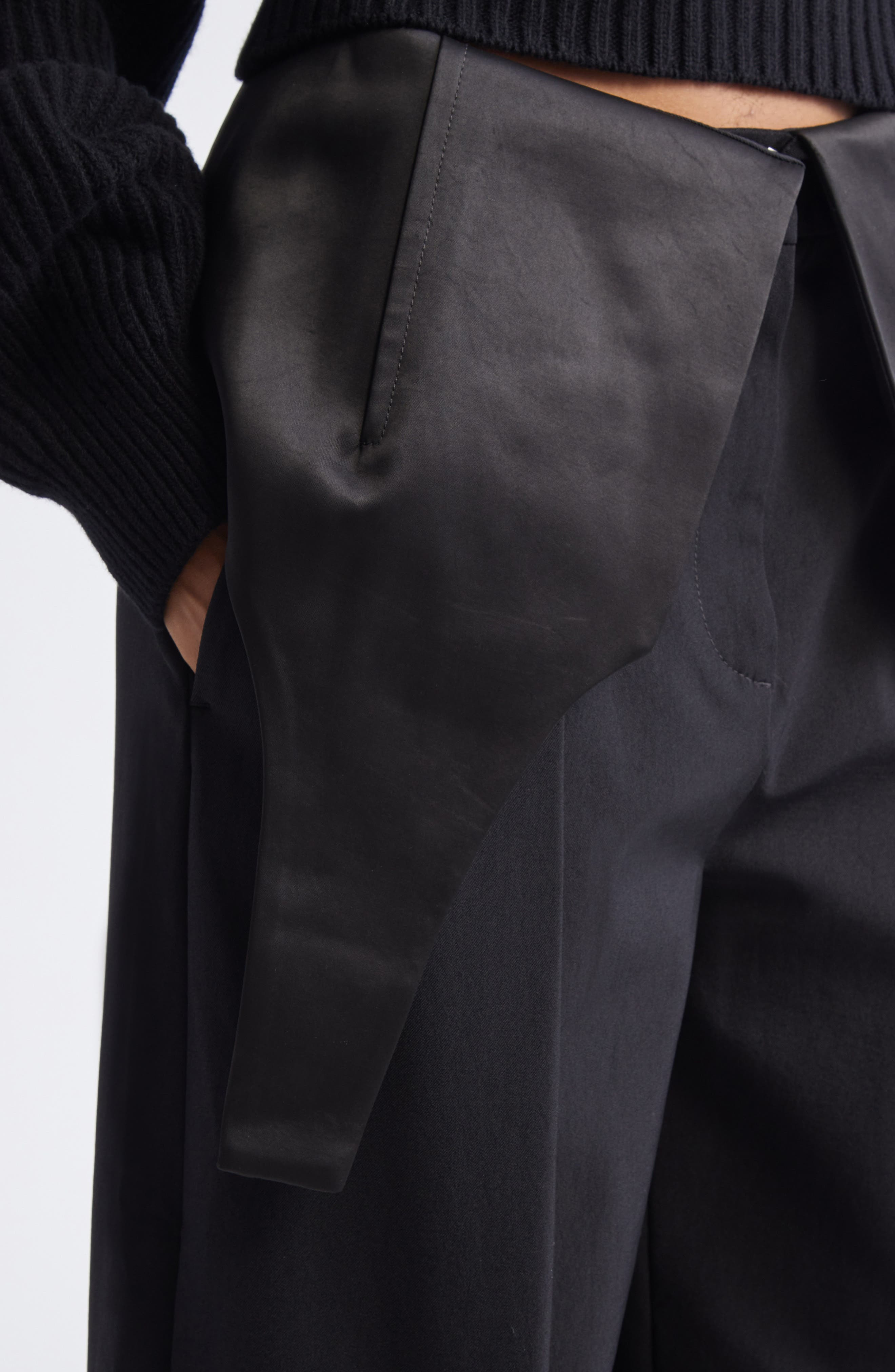 Jean Paul Gaultier Bodysuit Detail Tailored Wide Leg Pants in Black at Nordstrom - 5