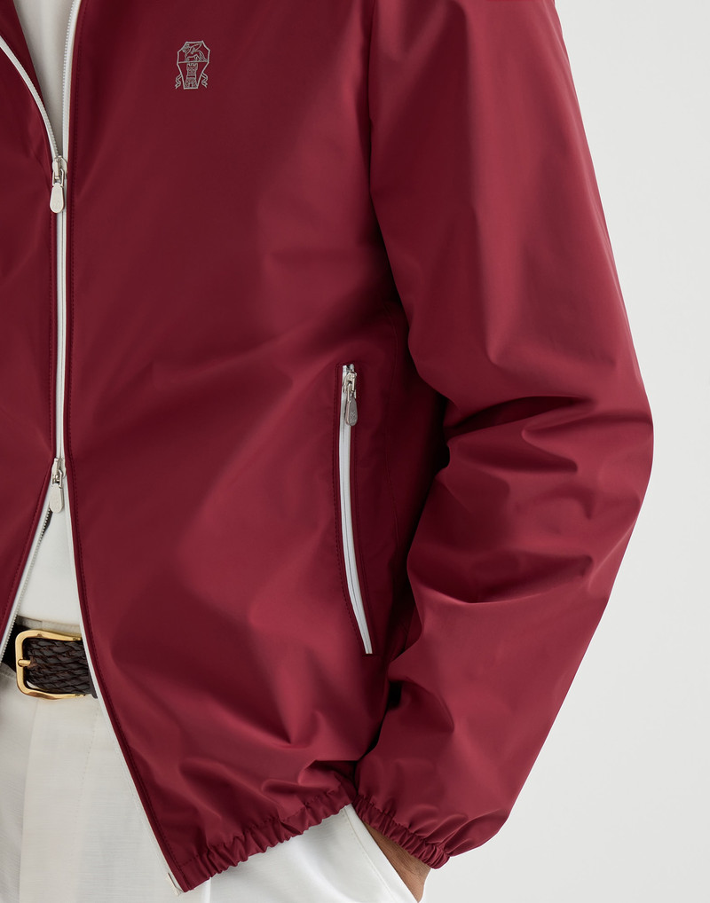 Bonded nylon hooded outerwear jacket with logo 4