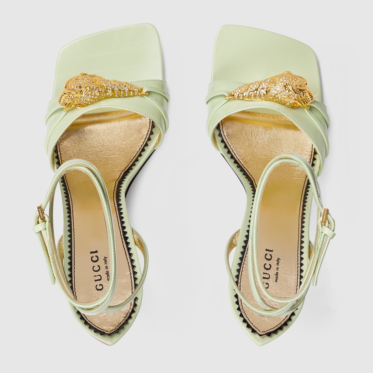 Women's high heel sandal with hardware - 5