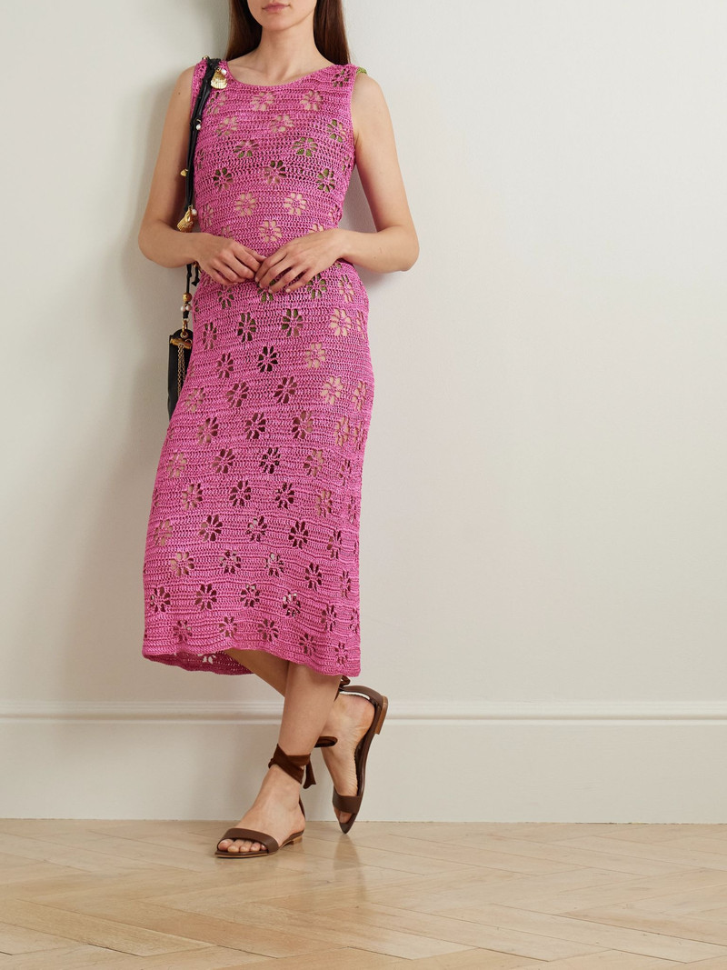 CALLE DEL MAR Crocheted midi dress Pink outlook